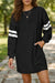 Black Varsity Contrast Banded Sleeve Shift Sweatshirt Dress