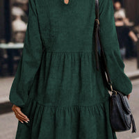 Black Lantern Sleeve Tiered Mini Dress