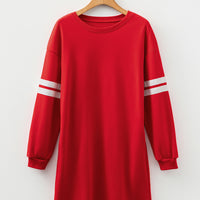 Black Varsity Contrast Banded Sleeve Shift Sweatshirt Dress