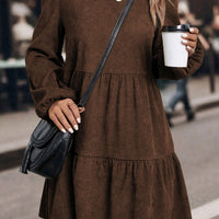 Black Lantern Sleeve Tiered Mini Dress