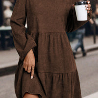 Black Lantern Sleeve Tiered Mini Dress