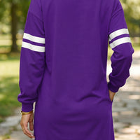 Black Varsity Contrast Banded Sleeve Shift Sweatshirt Dress