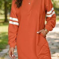 Black Varsity Contrast Banded Sleeve Shift Sweatshirt Dress
