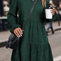 Black Lantern Sleeve Tiered Mini Dress