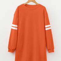 Black Varsity Contrast Banded Sleeve Shift Sweatshirt Dress