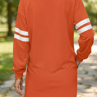 Black Varsity Contrast Banded Sleeve Shift Sweatshirt Dress