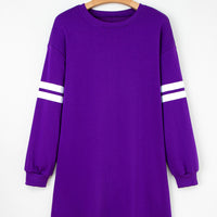 Black Varsity Contrast Banded Sleeve Shift Sweatshirt Dress