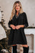 Black Contrast Trim V Neck Bracelet Sleeve Shift Mini Dress